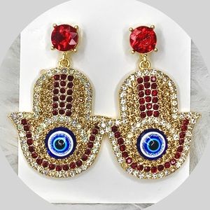 Hamsa Earrings with Poppin Pave Rhinestones